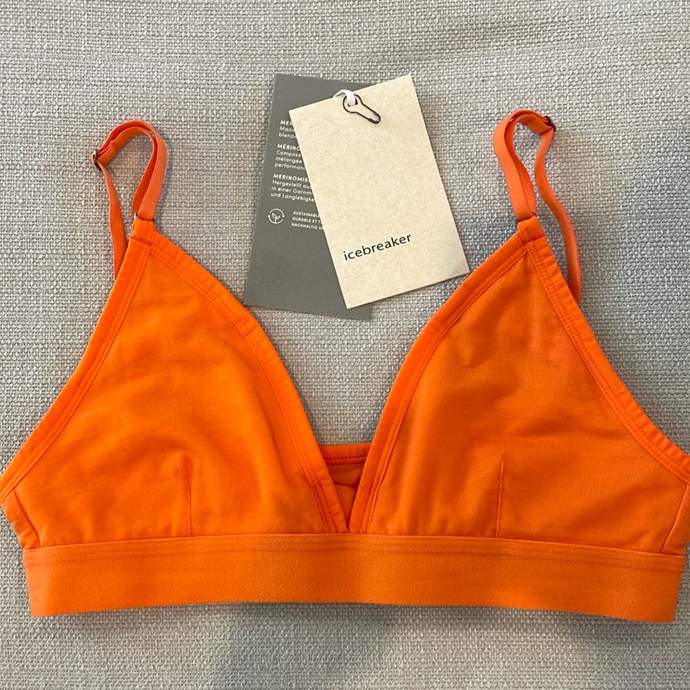 Icebreaker Siren Bra Small Orange 83% Merino Wool